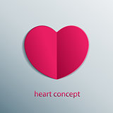Paper origami heart concept. Carved sticker shape of vector isolated heart.
