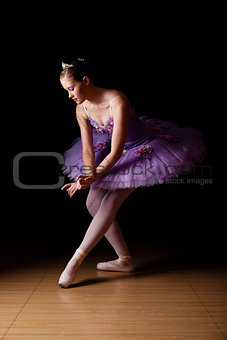 Beautiful young ballet dancer wearing lilac tutu