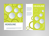 Abstract vector flyer, poster, magazine cover template in size A4 with 3D paper graphics. Eco, bio, natural, green, organic front page and back page background