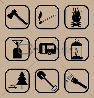 Hiking icons set 2