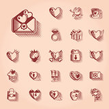 Valentines Day Retro Icon Set