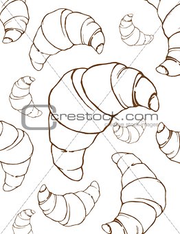 Croissants linear drawing background