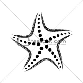 Black vector stylized starfish