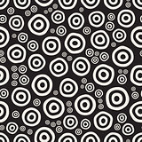 Vector Seamless Black And White Hand Painted Circular Rings Jumble Pattern