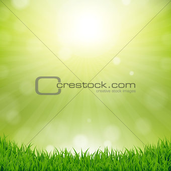Grass Border With Nature Background