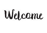 Welcome. Greeting card with modern calligraphy. Isolated typographical concept. Vector design. Usable for cards, posters, banners, t-shirts, etc.