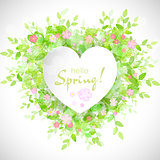 White heart frame with text hello spring