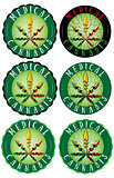 Medical cannabis leaf design green stamps