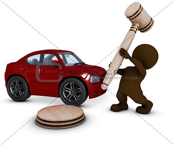 3D Morph Man with car and gavel