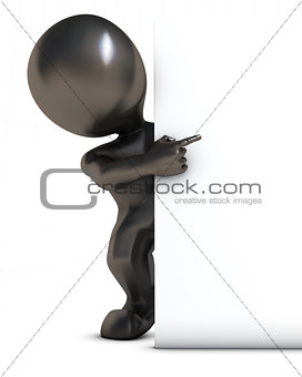 3D Morph Man with blank sign