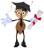 Ant holding diploma graduation
