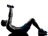 man exercising fitness crunches silhouette