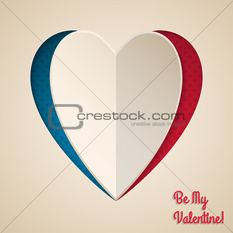 Cool valentine greeting with heart shaped paper peel