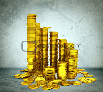 Stack of coins grey