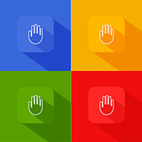Vector hand palm icon with long shadow