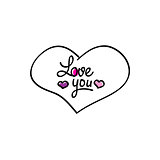 Hand-drawn vector heart love you icon