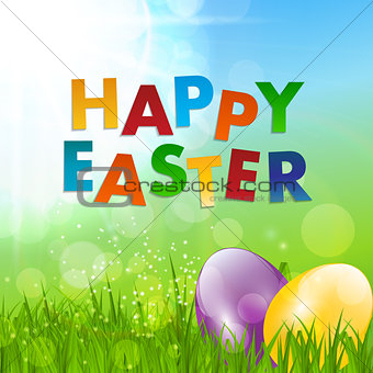 Spring Natural Happy Easter Background Vector Illustration