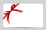 Gift Card Set with Red Ribbon and Bow. Vector illustration 