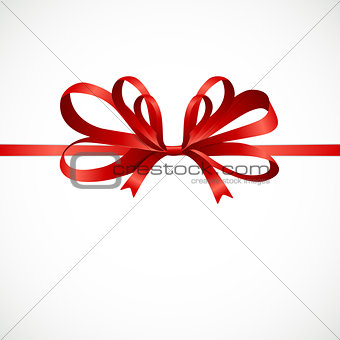 Gift Card Set with Red Ribbon and Bow. Vector illustration 