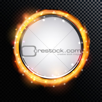 Abstract Golden Shiny Fire Frame on a Transparent Background