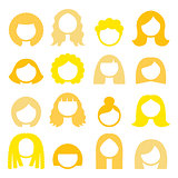 Blond hair styles, wigs icons set - women
