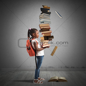 Pile of books for a little girl