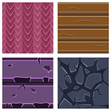 Textures for Platformers Icons Vector Set of Stone, Wood and Gems