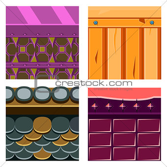 Textures for Platformers Icons Vector Set with Wood Boards and Scale