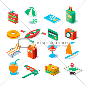 Travel, Tourism and Journey objects. Vector Illustration