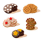 Tasty cookies vector illustration set
