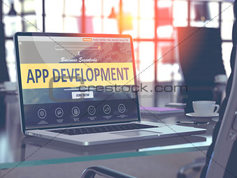 App Development Concept on Laptop Screen.