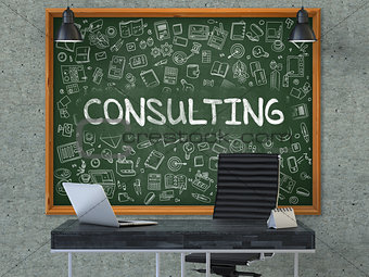 Chalkboard on the Office Wall with Consulting Concept.