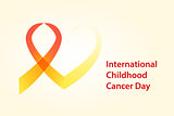 Childhood cancer day vector illustration. Cancer Ribbon with heart concept.