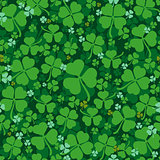 Green leaves clover seamless pattern. Lucky Clover leaf. Four-leaf and trifoliate clover
