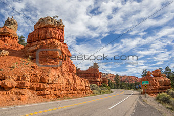 Road through Red Canyon in Utah, America