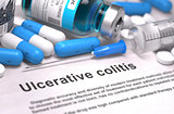Diagnosis - Ulcerative Colitis. Medical Concept. 3D Render.