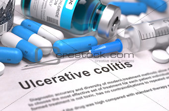 Diagnosis - Ulcerative Colitis. Medical Concept. 3D Render.