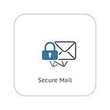 Secure Mail Icon. Flat Design.