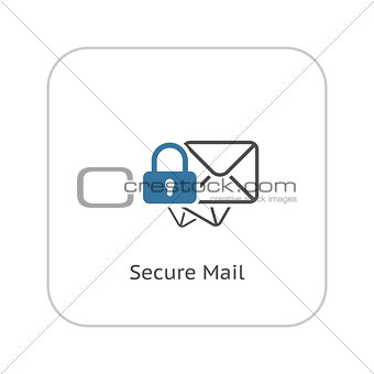 Secure Mail Icon. Flat Design.