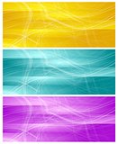 Bright banners with abstract chaotic wavy lines