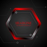 Black and red metal hexagon tech drawing
