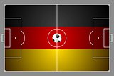 Bright soccer background with ball. German colors football field