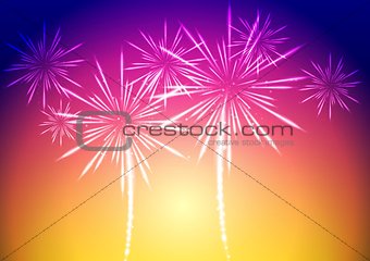 Bright vector fireworks background