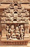 Human sculptures on wall at temple, Rajasthan, India