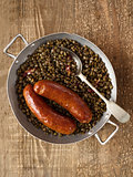 rustic sausage with lentil