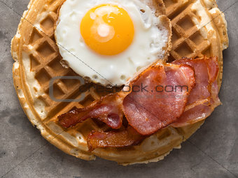rustic savory bacon and egg waffle