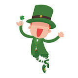 Leprechaun Holding a Four-Leaf Clover for St. Patrick's Day Card