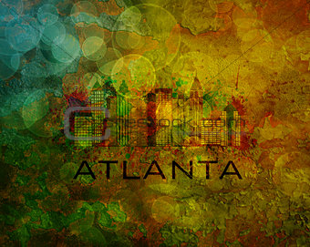 Atlanta City Skyline on Grunge Background Illustration