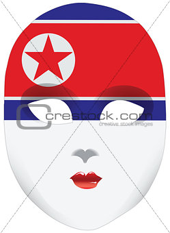 Stylized mask with North Korea flag bandanna