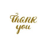 Hand drawn ink thank you card, gold glitter textured